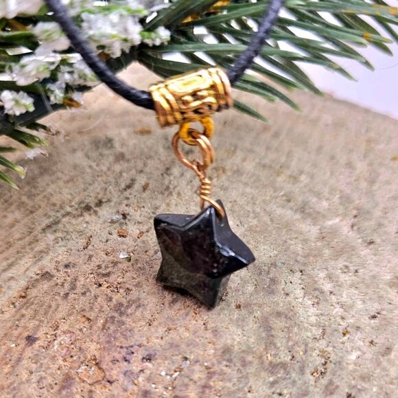 Nature Gold Obsidian Flashy Star Pendant Necklace - Picture 6 of 10
